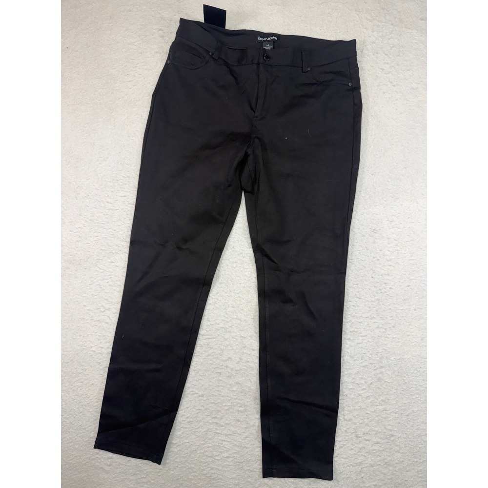 DKNY Jeans Womens Black Ponte Pant Slim Leg Stretch Trousers Size L 1547102